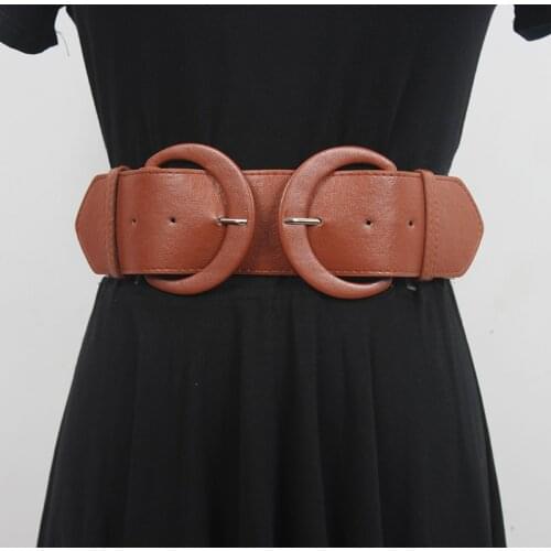 Womens runway fashion PU leather elastic Cummerbunds female Dress coat Corsets Waistband Belts decoration wide belt R3566