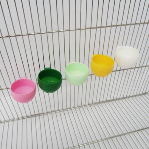 1Pcs Colorful Plastic Parrot Bird Feeder Hamster Flat Bottom Feeding Cup Hanging Water Drinking Food Bowl Tools Bird Supplies