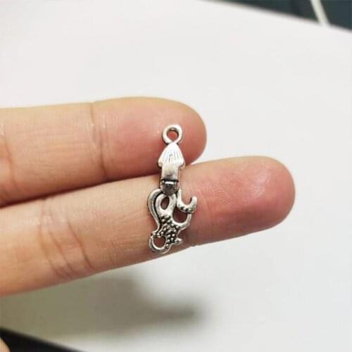 10pcs 24x10mm Baby Squid Charms Antique Silver Color Tone Making Jewelry For Making Necklace Pendants DIY Finding Accessories