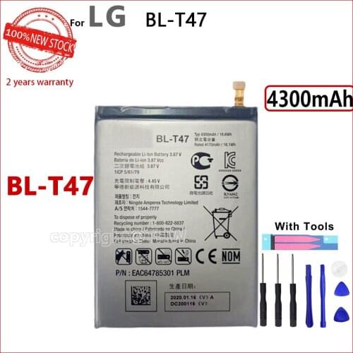 100% Genuine BL-T47 Battery for LG BL T47 4300mAh Mobile Phone Original Batteries With Gift Tools