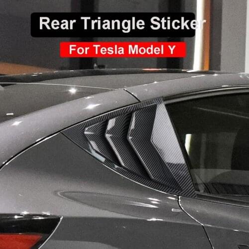 2PCS for Tesla Model Y Car Rear Window Triangle Sticker Exterior Carbon Fiber Sticker Shutter Decoration Modified Accessrories