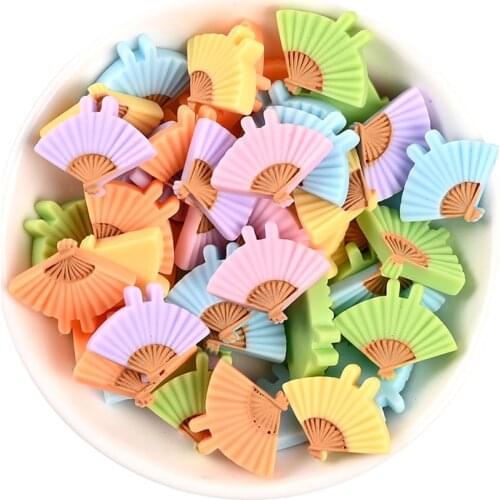 20 Pcs 25mm Small Fan Resin Decoration Crafts Beads Frame Flatback Cabochon Scrapbook DIY Brooch Pin Embellishments Accessories