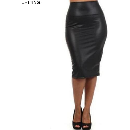 2017 Winter Autumn Women PU Leather Skirt High Waist Pencil Skirts Sexy Club Vintage Bodycon Midi Skirt jupe faldas Plus size
