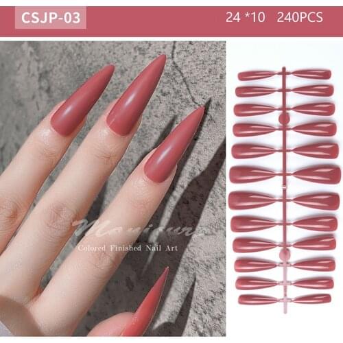 240Pcs Colour XXL Nail Tips Stiletto Fake Nails Full Cover Press On Nails Long Coffin False Nail Art Tools Display