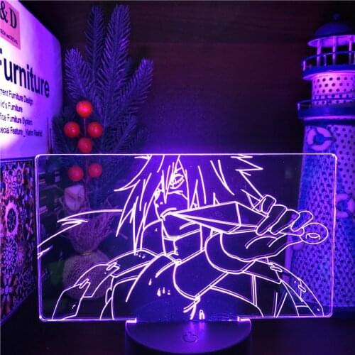 Naruto Uchiha Madara 3D Anime Figure Night Light Manga Home Decoration Lampara Led Kawaii Room Decor Luminaria Shippuden Lampe