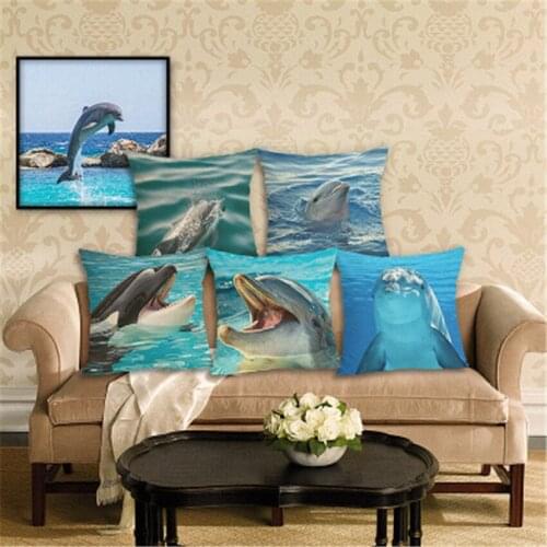 45x45cm dolphin Sofa Pillowcase Pink Cushion Cover Throw Pillow Case Home Sofa Bed Chair Decoration 17.72x 17.72inch