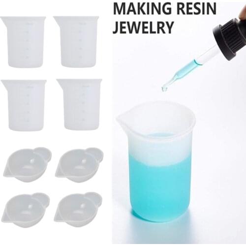8 Pcs 100ml Silicone Measuring Mixing Cup Crystal Epoxy UV Resin Craft Casting Mold DIY Jewelry Making Tools