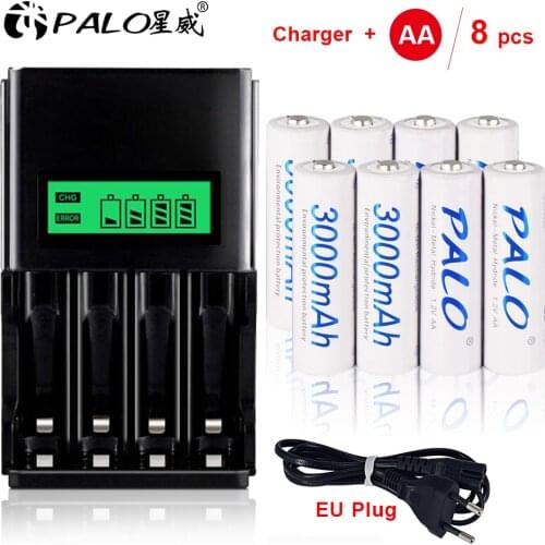 Palo AA Battery Rechargeable Batteries 1.2V AA 3000mAh Ni-MH NIMH Pre-charged Rechargeable 2A Battery for Camera Toys