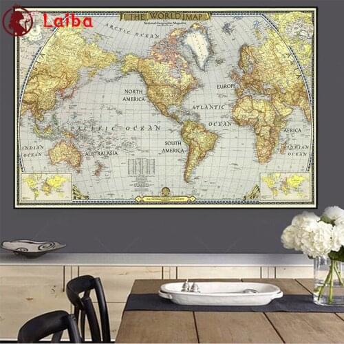 DIY Diamond Painting large size Golden world map Full Square Diamond Embroidery sale Cross Stitch sets Mosaic Handmade Gift