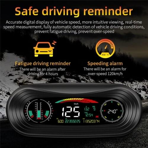 Car HUD Head Up Display on-board Computer Auto Alarm GPS Speedometer Projector Turbo Slope Meter Voltage Compass Altitude Clock