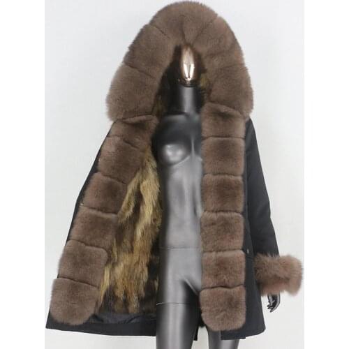 BLUENESSFAIR 2020 Waterproof Parka Winter Jacket Women Real Fur Coat Natural Raccoon Fox Fur Collar Outerwear Warm Streetwear