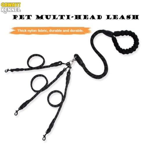 CAWAYI KENNEL Multi-headed Dog Leash And Harness Dog Lead Durable Running Walking Nylon Traction Rope Hand-Protected Handle