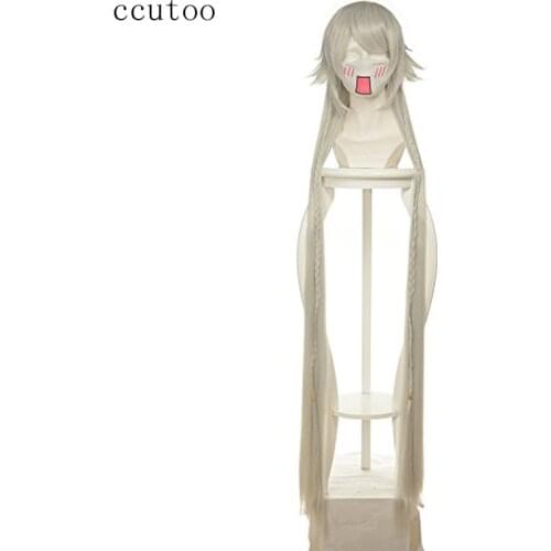Ccutoo 135cm Silver White Long straight Braid Styled Fluffy Synthetic Hair Cosplay Costume Wigs Pandora Hearts Alice