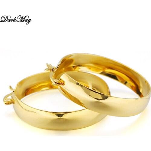 DarkMag New Style 2020 Wholesale smooth Exquisite Big Circle Hoop Earrings for Women Girl Wedding Party Stainless Steel Jewelr