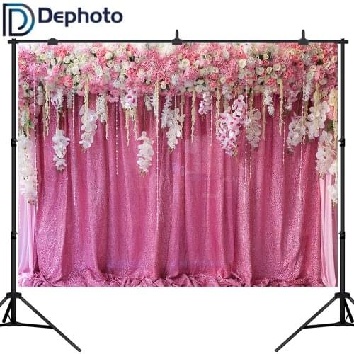 Dephoto Pink Flowers Wall Photography Backdrops Rose Floral Spring Photo Background Baby Shower Wedding Studio Decor Booth Props