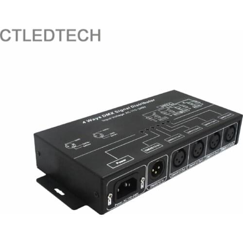 DMX512 signal distributor amplify transmission 4 Way DMX Splitter Stage Light Effect Signal Repeater Extender XLR interface