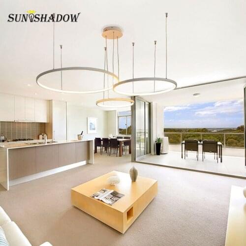 Modern Led Pendant Light Circle 3&2Rings Ceiling Mounted Plendant Lamp for Living room Dining room Bedroom Kitchen Light Fixture