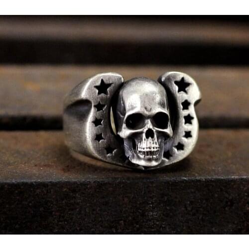 EYHIMD Vintage Punk 316L Stainless Steel Ring Skull Rings Mens Fashion Party Biker Jewelry