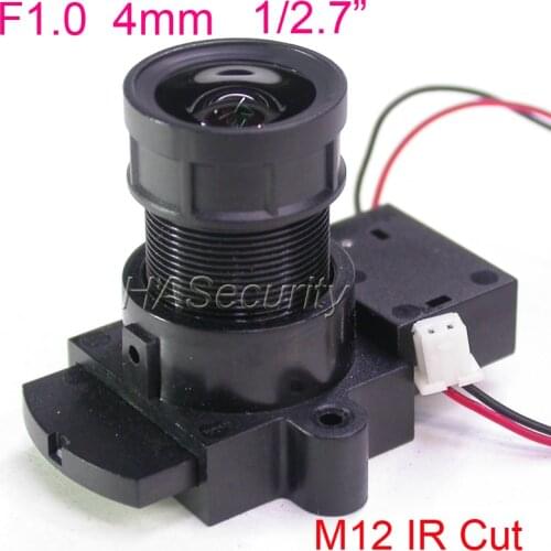 F1.0 StarLights 4mm , 2.0MP 1/2.7" Lens +M12 IRCut for image sensor IMX327 , IMX307 , IMX290 , IMX291 camera PCB board module