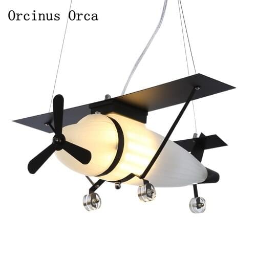 Classic retro aircraft chandelier dining room boys bedroom childrens room lamp industrial wind creative fighter Chandelier