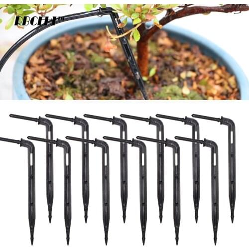 RBCFHI 1/8'' Black Elbow Drippers 3/5mm Bend Arrow Drip Emitter Micro Drop Irrigation Kit Emitters for 3/5 Hose Garden Watering