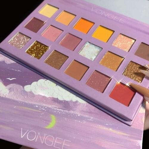 Cute Makeup Palette 18 Colors Pearly Matte Sequin Eyeshadow Palette Shiny Waterproof Eyeshadow Female Cosmetics Lasting Natural