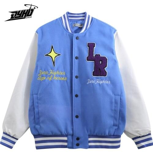 Mens Fashion Varsity Jacket Anime Girl Embroidery Patchwork Color Block Baseball Coat 2021 Winter Streetwear Bomber Jacket Women