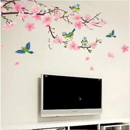 Sakura Wall Stickers Kids Rooms Bedroom Living Room Decor Aesthetic DIY Art Flower Tree Removable Wallpaper