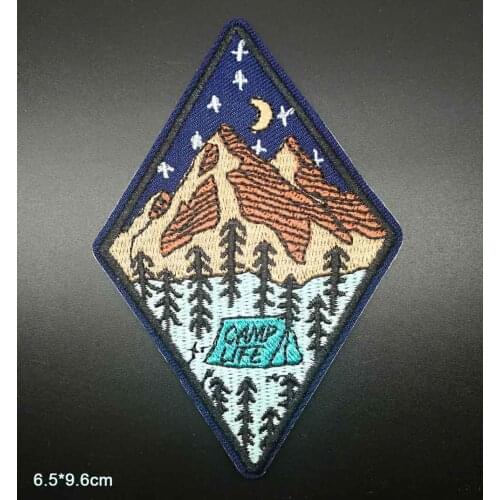 Camp life Letters Outdoor Iron On Embroidered Clothes Patches For Clothing Stickers Garment Wholesale
