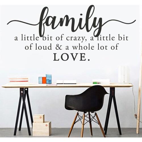 Family A Little Bit Crazy Loud Love Quote Wall Stickers Vinyl Bedroom Livingroom Crazy Family Love Decals Kitchen Decor DW10809