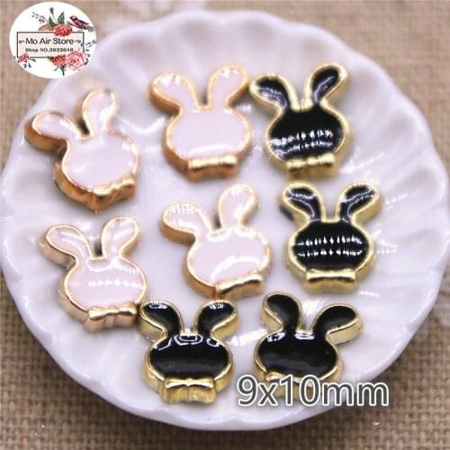50pcs 10x9mm rabbit delicate white/black flat back Buttons Home Garden Crafts Cabochon Scrapbooking DIY Accessories