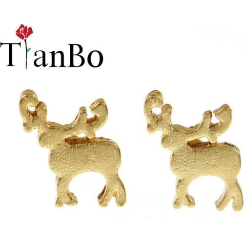 TianBo New Fashion Running Deer Stud Earrings Women Small Cute Elk Animal Pendientes Ear Earring Christmas Gifts Bijoux