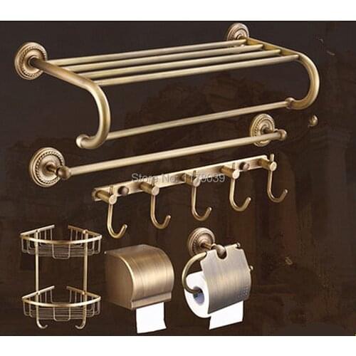 All copper antique towel rack,brass Retro Bathroom Shelves,wall mounted Bathroom hardware accessories kit,J16540