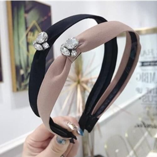 Simple Crystal Headband for Women Solid Color Tiny Fabric Head Band Girls Hair Accessories Crystal Hairband Headband Adult Korea