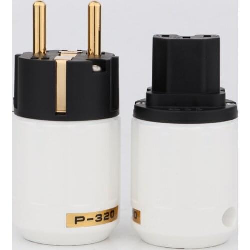 Preffair HI-End 24K Gold Plated Schuko Power Plug European Plug Adapter Schuko Type for Germany, France, Europe, Russia