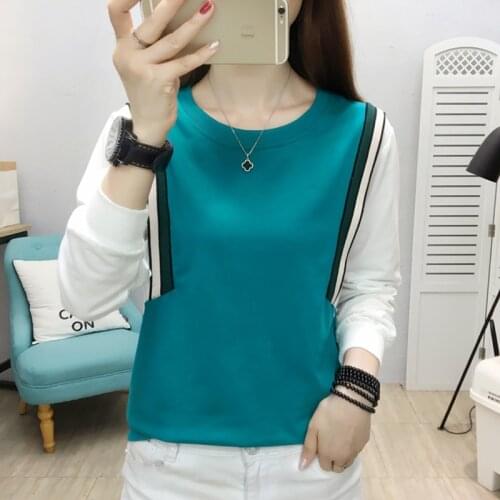 Plus Size Pullover Women Contrasting Colors 2021 Autumn Patchwork Sweatshirt Striped Womens Long Sleeve Fashion Woman Clothing