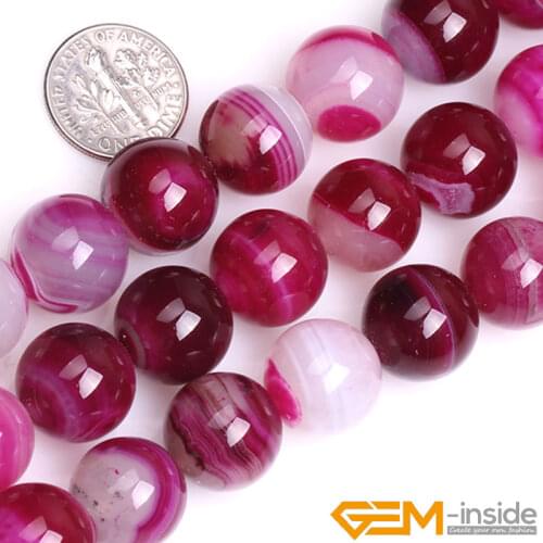 Pink Stripe Agates Round Loose Spacer Accessories Beads For Jewelry Making 15" DIY Jewelry Bead For Women Gifts 6mm 8mm 10mm