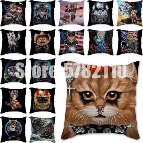 Cute Cats Print Decorative Cushions Pillowcase Polyester Cushion Cover Throw Pillow Sofa Living Room Decoration Pillowcover