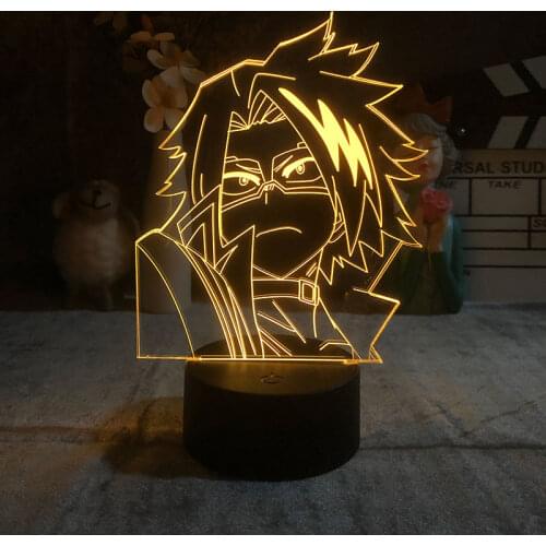 Anime Led Night Light Lamp My Hero Academia Denki Kaminari for Bedroom Decor Birthday Gift Manga Lovely Present Denki 3d Light