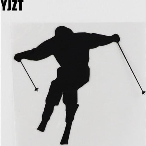 YJZT 13.2CMX12.3CM Ski Schnee Jumper Extremsport Vinyl Car Sticker Black/Silver 8A-0214