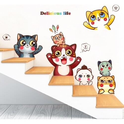 Animals Cat Wall Sticker for Living Room Bedroom Dormitory Decoration Girls Kids Room Decor DIY Vinyl Wallpaper