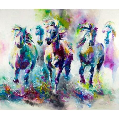 X Series Ghost Horse Oil Painting On Canvas 100%Hand-painted Five Horses Oil Painting For Living Room Decoration or Friends Gift