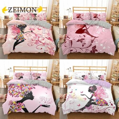 ZEIMON Cartoon Bedding Sets 3D Duvet Cover Set Flowers Girls Quilt Covers Pillowcase King Queen Size Bedclothes For Home Decor