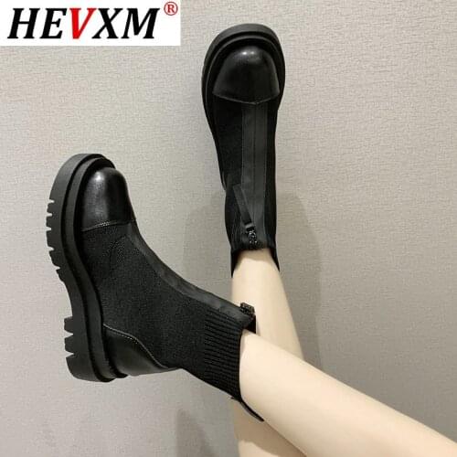 Boots Women New 2020 Shoes Booties Ladies Zipper Luxury Designer Round Toe Clogs Platform Winter Footwear Rubber Rock Autumn