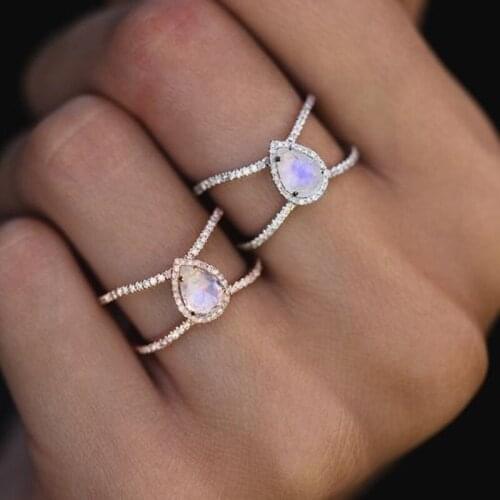 Occident Fashion 925 Sterling Silver Ring For Women Wedding Accessories Elegant Water Droplets Zircon Rings Lady Gift KOFSAC