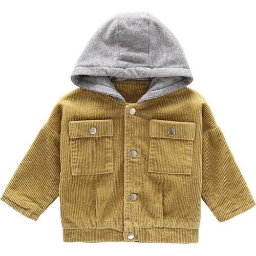 Toddler Girl Winter Clothes Girls' Corduroy Jacket Spring Korean-style Baby Hooded Jacket-Style Childrenswear