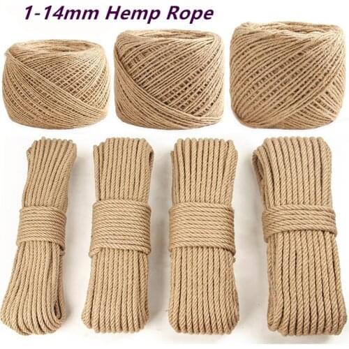 1-14mm High Quality Natural Hemp Rope DIY Handmade Craft Home Decoration Cords Retro Jute Twine for Gift Packing Bags Tag Supply