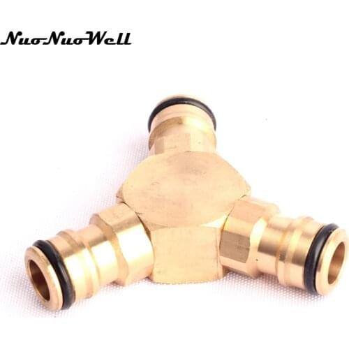 1pcs NuoNuoWell 1/2" Y Type 3 Ways Brass Tap Quick Connector for Garden Irrigation Watering Splitter Divisor Frost Resistant