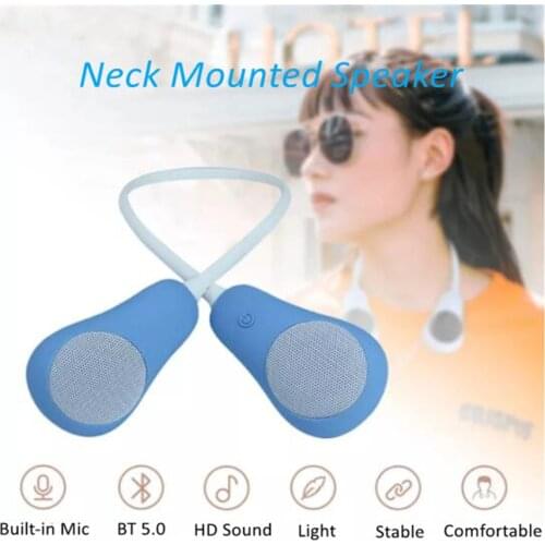 2021 Wearable Neckband Speaker Box Bluetooth Music Soundbar Neck Mounted Speakers Handfree Mini Sound System For Mobile Phone