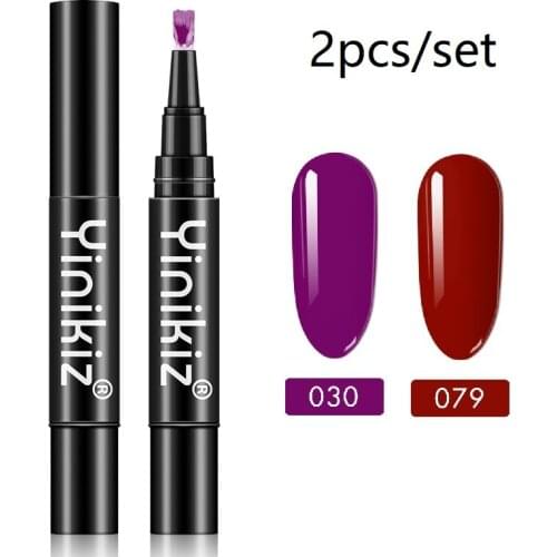 Yinikiz 2 Pcs 3 In 1 One Step Gel 18 Colors Nail Lacquer Pen Nail Art Manicure Not Need Base Top Coat Ong Lasting Nails Glue